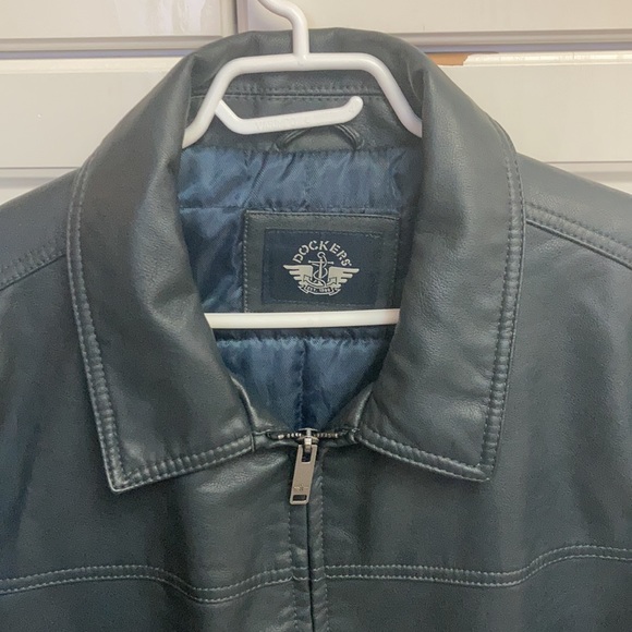 Dockers New Men’s Navy leather jacket Size XL - Picture 2 of 13